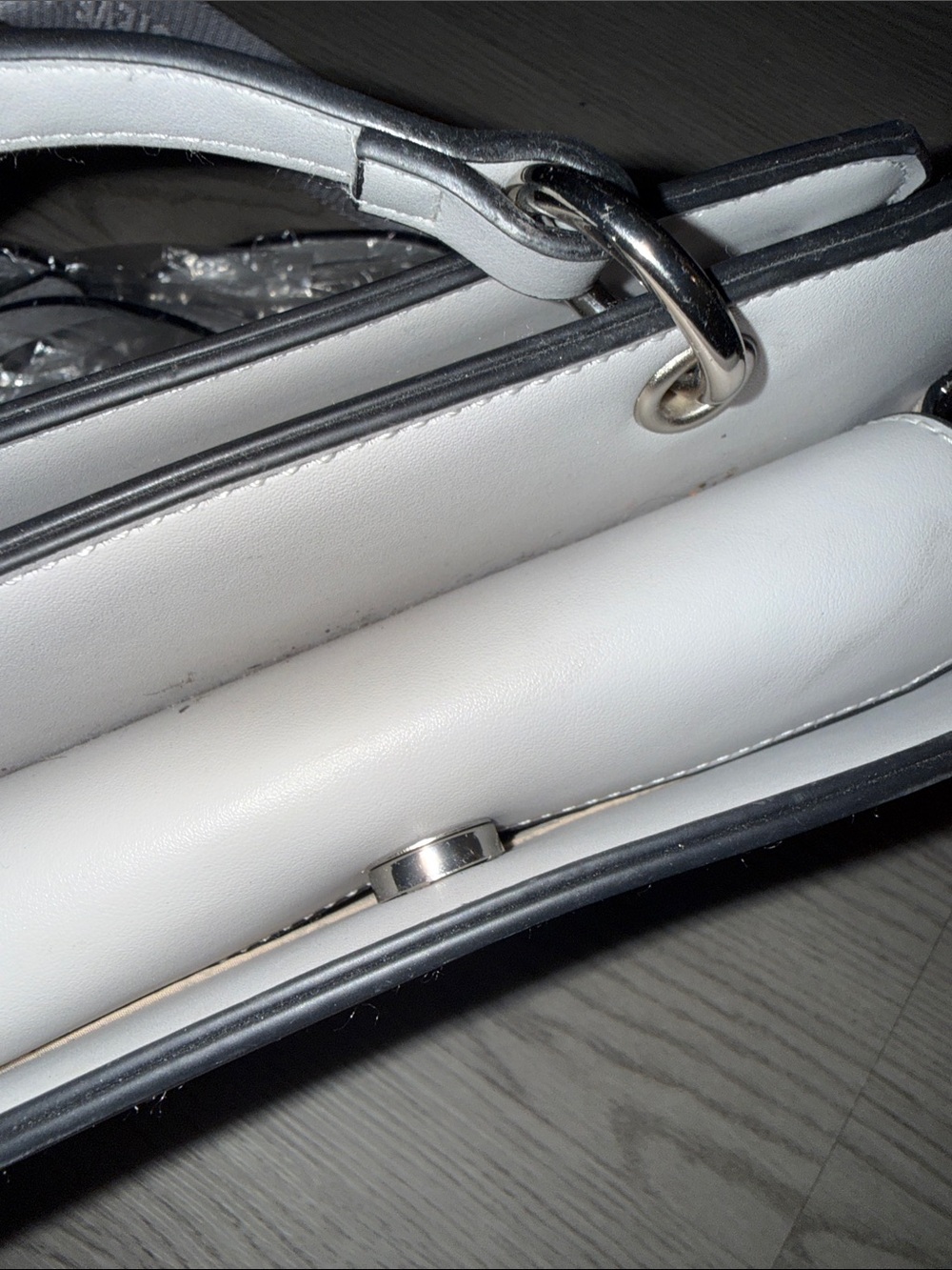 Steve Madden White Logo Satchel with Detachable Pouch - Picture 6 of 8